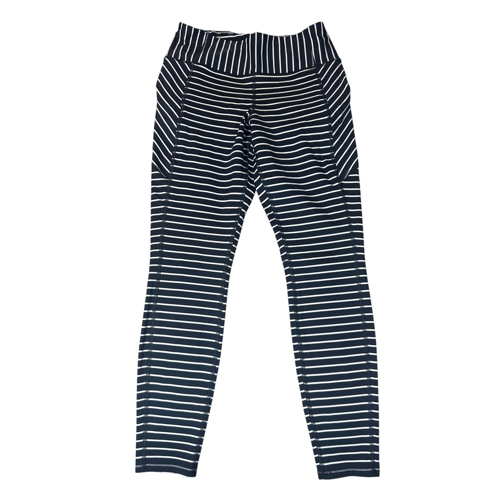 Athleta Womens‎ Navy White Striped High Waisted Pocket Leggings S RN 54023